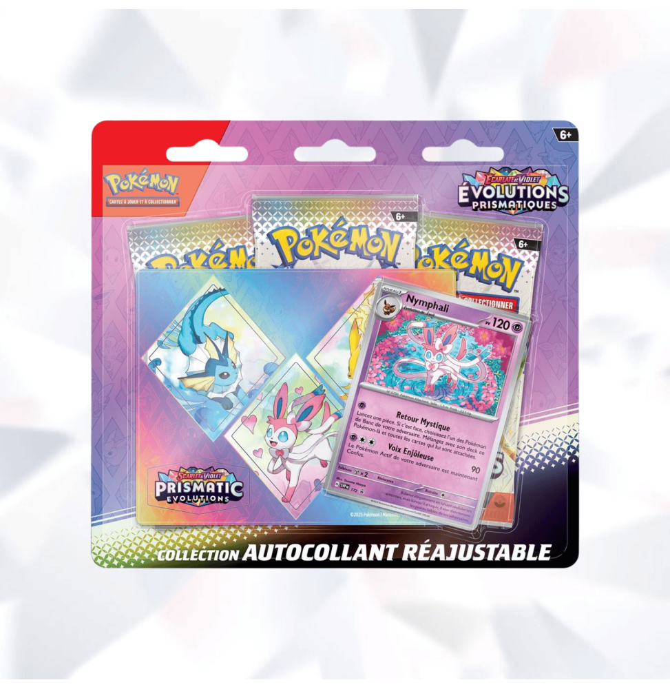 Tripack Collection Autocollant Réajustable Pokémon Écarlate et Violet - Évolutions Prismatiques (Modèle Aléatoire)